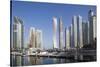 UAE, Dubai Marina high-rise buildings including the twisted Cayan Tower-Walter Bibikow-Stretched Canvas