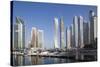 UAE, Dubai Marina high-rise buildings including the twisted Cayan Tower-Walter Bibikow-Stretched Canvas