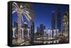 UAE, Dubai Marina high-rise buildings including the twisted Cayan Tower-Walter Bibikow-Framed Stretched Canvas