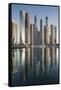 UAE, Dubai Marina high-rise buildings including the twisted Cayan Tower-Walter Bibikow-Framed Stretched Canvas