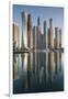 UAE, Dubai Marina high-rise buildings including the twisted Cayan Tower-Walter Bibikow-Framed Photographic Print