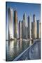 UAE, Dubai Marina high-rise buildings including the twisted Cayan Tower-Walter Bibikow-Stretched Canvas