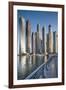 UAE, Dubai Marina high-rise buildings including the twisted Cayan Tower-Walter Bibikow-Framed Photographic Print