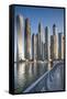 UAE, Dubai Marina high-rise buildings including the twisted Cayan Tower-Walter Bibikow-Framed Stretched Canvas