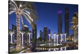 UAE, Dubai Marina high-rise buildings including the twisted Cayan Tower-Walter Bibikow-Stretched Canvas