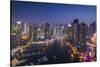 UAE, elevated view of Dubai Marina-Walter Bibikow-Stretched Canvas