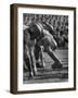 UCLA Football Line Shown in UCLA vs. Stanford Game-George Silk-Framed Photographic Print