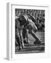 UCLA Football Line Shown in UCLA vs. Stanford Game-George Silk-Framed Photographic Print