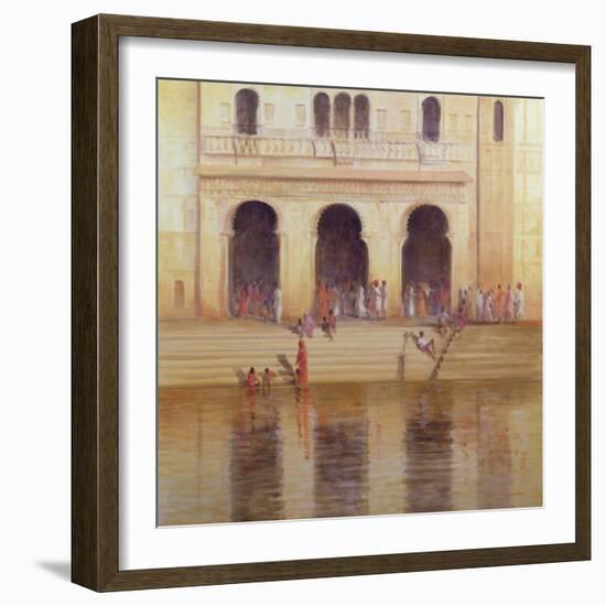 Udaipur Steps (Oil on Canvas)-Lincoln Seligman-Framed Giclee Print