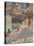 Udaipur Temple Bathing-Tim Scott Bolton-Stretched Canvas