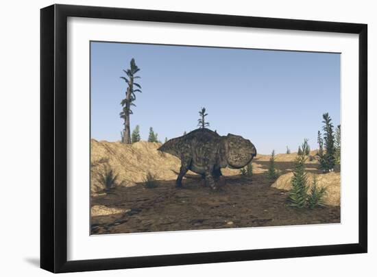 Udanoceratops Walking in Muddy Water-Stocktrek Images-Framed Art Print