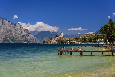 Italy, Veneto, Lake Garda, Malcesine, Townscape with Scaliger Castle