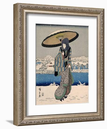 Ueno Shinobazu No Ike Yuki No Kie, 1848-1849-Ando Hiroshige-Framed Giclee Print