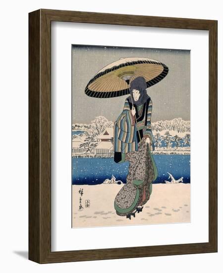 Ueno Shinobazu No Ike Yuki No Kie, 1848-1849-Ando Hiroshige-Framed Giclee Print