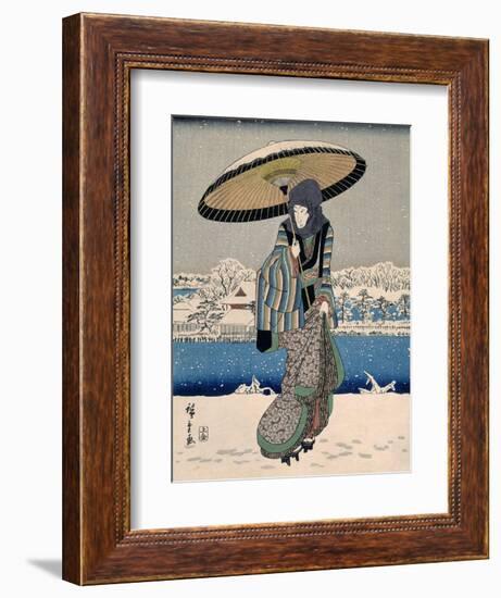 Ueno Shinobazu No Ike Yuki No Kie, 1848-1849-Ando Hiroshige-Framed Giclee Print