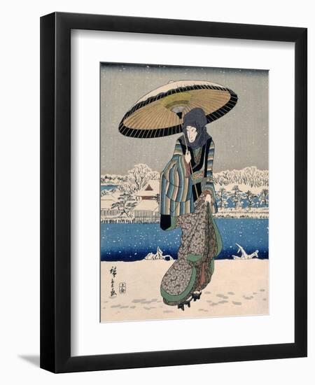 Ueno Shinobazu No Ike Yuki No Kie, 1848-1849-Ando Hiroshige-Framed Giclee Print