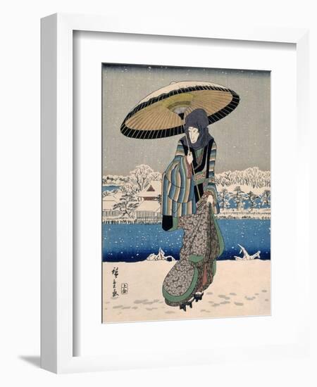 Ueno Shinobazu No Ike Yuki No Kie, 1848-1849-Ando Hiroshige-Framed Giclee Print