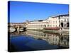 Uffizi Gallery Reflected in Arno River, Florence, UNESCO World Heritage Site, Tuscany, Italy-Vincenzo Lombardo-Stretched Canvas