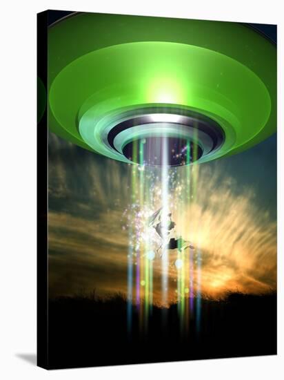 UFO Cattle Abduction, Conceptual Artwork-Victor Habbick-Stretched Canvas