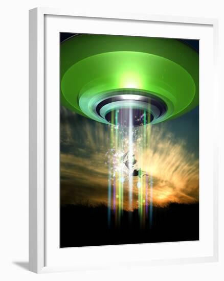 UFO Cattle Abduction, Conceptual Artwork-Victor Habbick-Framed Photographic Print