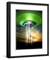 UFO Cattle Abduction, Conceptual Artwork-Victor Habbick-Framed Photographic Print