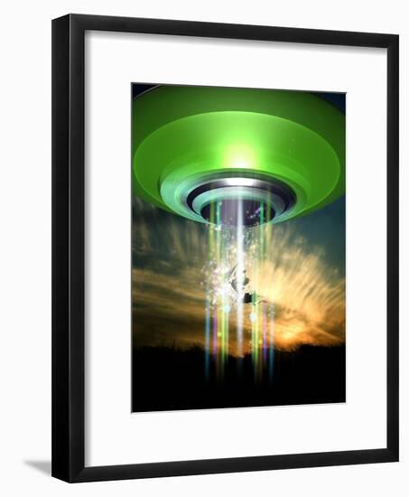 UFO Cattle Abduction, Conceptual Artwork-Victor Habbick-Framed Photographic Print