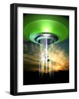 UFO Cattle Abduction, Conceptual Artwork-Victor Habbick-Framed Photographic Print