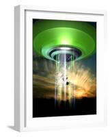 UFO Cattle Abduction, Conceptual Artwork-Victor Habbick-Framed Photographic Print