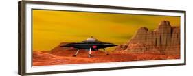 Ufo Landing on a Desert Landscape-null-Framed Premium Giclee Print