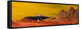 Ufo Landing on a Desert Landscape-null-Framed Stretched Canvas