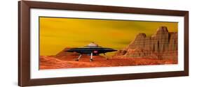 Ufo Landing on a Desert Landscape-null-Framed Art Print