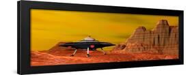 Ufo Landing on a Desert Landscape-null-Framed Art Print