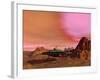 Ufo Landing on a Desert Landscape-null-Framed Art Print