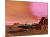 Ufo Landing on a Desert Landscape-null-Mounted Art Print
