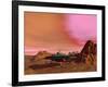 Ufo Landing on a Desert Landscape-null-Framed Art Print