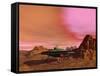 Ufo Landing on a Desert Landscape-null-Framed Stretched Canvas