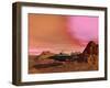 Ufo Landing on a Desert Landscape-null-Framed Art Print