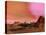 Ufo Landing on a Desert Landscape-null-Stretched Canvas