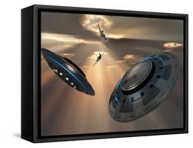 UFO's and Fighter Planes in the Skies over Roswell, New Mexico-Stocktrek Images-Framed Stretched Canvas