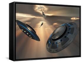 UFO's and Fighter Planes in the Skies over Roswell, New Mexico-Stocktrek Images-Framed Stretched Canvas
