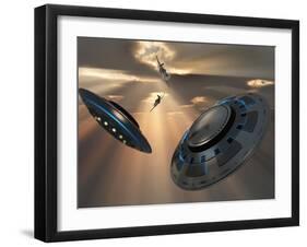 UFO's and Fighter Planes in the Skies over Roswell, New Mexico-Stocktrek Images-Framed Photographic Print