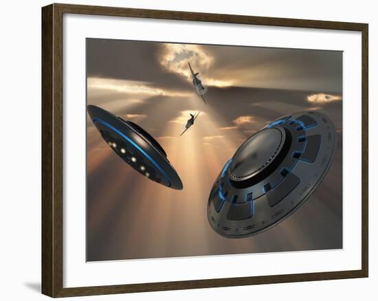 UFO's and Fighter Planes in the Skies over Roswell, New Mexico-Stocktrek Images-Framed Photographic Print