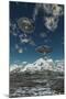 Ufo's Flying over a Mountain Range-Stocktrek Images-Mounted Art Print