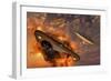 Ufo's from Different Alien Races Fighting Each Other in the Earth's Atmosphere-null-Framed Premium Giclee Print