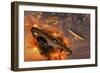 Ufo's from Different Alien Races Fighting Each Other in the Earth's Atmosphere-null-Framed Art Print