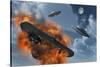 Ufo's from Different Alien Races Fighting Each Other in the Earth's Atmosphere-null-Stretched Canvas