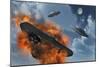 Ufo's from Different Alien Races Fighting Each Other in the Earth's Atmosphere-null-Mounted Art Print