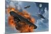 Ufo's from Different Alien Races Fighting Each Other in the Earth's Atmosphere-null-Mounted Art Print