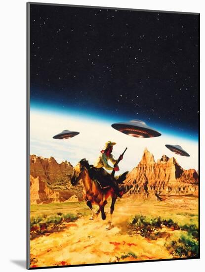 UFO Space Chase-Taudalpoi-Mounted Giclee Print