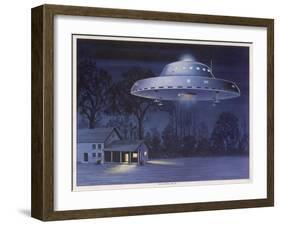 UFO with Classic Domed Disk and Four-Piece Landing Gear-null-Framed Art Print